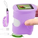 Kids Microscope 1000X Handheld Microscope for Kids with 4K 2.0" IPS Screen Rechargeable Mini Pocket Digital Microscopes for 3-12 Years Old Kids Christmas Birthday Present (Purple)