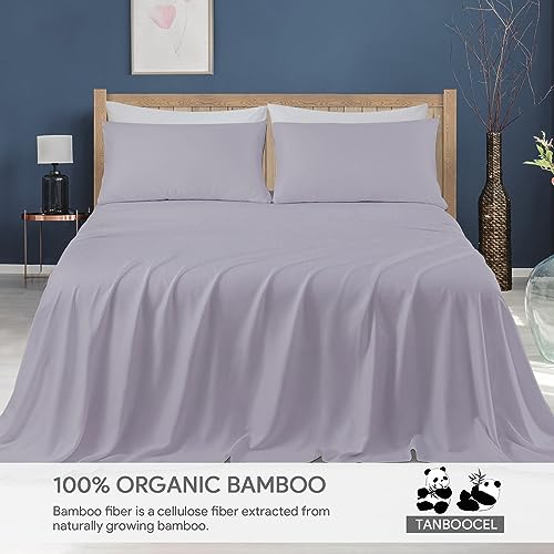 Hengwei Bed Sheets Cooling Bamboo Sheets, Buttery Smooth And Breathable Cooling Sheets,100% Cooling Softness Sheets,4-Piece Bedding Set - Queen, Lilac Colour #TOP2