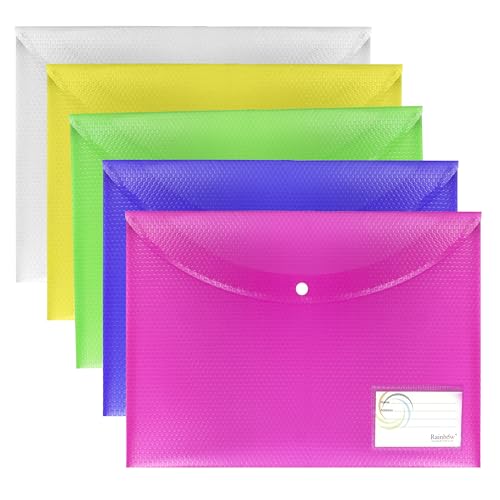 Image of Shuban A4 Plastic File Folder Document Organizer, Plastic File Holder with Snap Button, Waterproof Certificate Folder for Office, School, Home (Style-3-Document Folder- 12 Pcs -Multi Color)