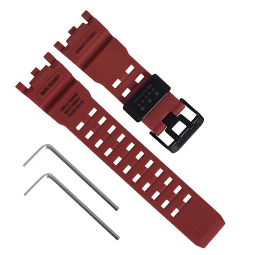 Pulseira de relógio de substituição de resina natural para Casio G-Shock Master of G Mudmaster Twin Sensor GWG-2000 GWG-2040 masculina preta (fivela vermelha/preta)