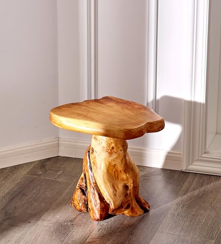 Warmaxx Cedar Wood Tree Stump Stool 13.5'x12'x14'H Live Edge Natural Coffee Side Table Rustic Plant Stand for Living Room Bedroom Patio Accent End Table Outdoor Garden Foot Rest Stool