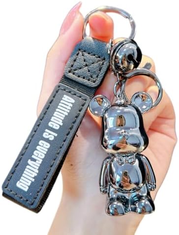 HSYHERE Cute Cool Vintage Glossy Surface Plated Bowknot Bear Keychain Cartoon Animal Bag Pendant Car Key Pendant Keyring image 4