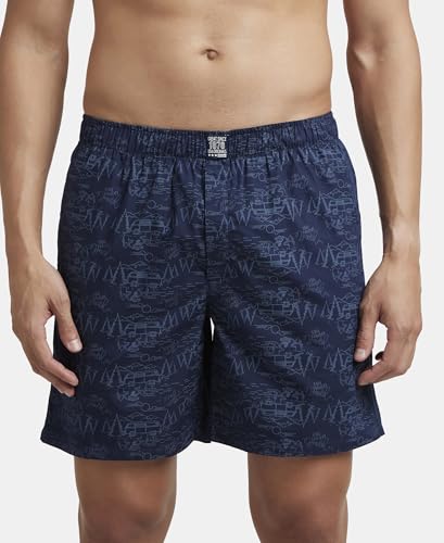 Image of Jockey US57 Men Super Combed Mercerized Cotton Woven Printed Boxer Shorts with Side Pockets (Pack of 2, Prints May Vary)