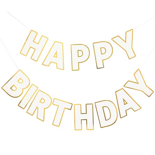 Image of Pre-Strung Happy Birthday Banner White Party Decorations