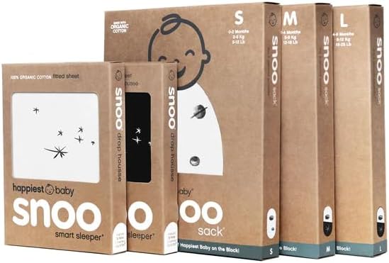 The Big Bundle 100% Organic Cotton - Includes 3 SNOO Sacks and 2 SNOO Bassinet Fitted Sheets (Black & White)