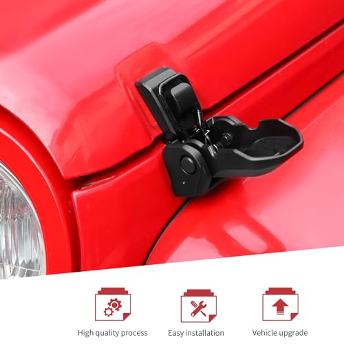 Image of JeCar Aluminum Hood Latches for Jeep Wrangler JK JKU JL JLU & Gladiator JT 2007-2018 -2024 2025+