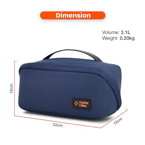 Image of Nasher Miles Dock Toiletry Kit 180 Opening Cosmetic Bag | Polyester Travel Pouch Organizer | Multipurpose Storage Compartments & Carry Handle | Travel Accessory for Men & Women (Blue)