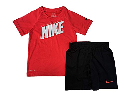 Nike Boys 2 Piece Top and Bottom Basketball Set (2T, HADANERO RED/Black)
