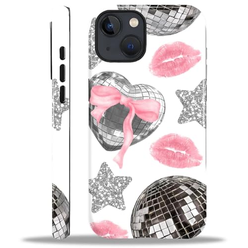 NONMY Magnetic for iPhone 15 Plus Case [Compatible with Magsafe] 2 in 1 Dual Layer Hard Shell Silicone Shockproof Cover,X Coquette Stars Bows Lips