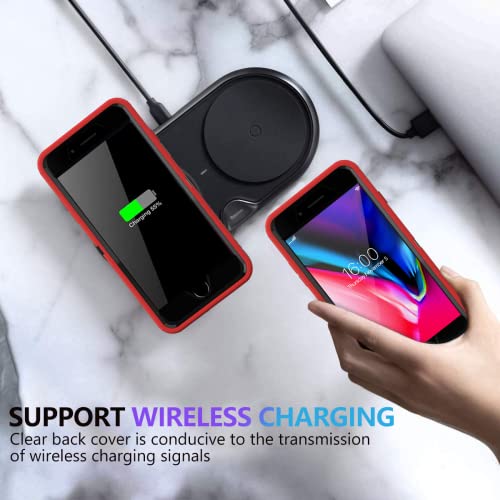 Protebox For Iphone 8 Plus Case Iphone 7 Plus Case, Built-In Screen Protector, Heavy Duty Drop Protection Full Body Rugged Phone Case For Iphone 8 Plus, [Shockproof][3 Layers] Red #TOP4