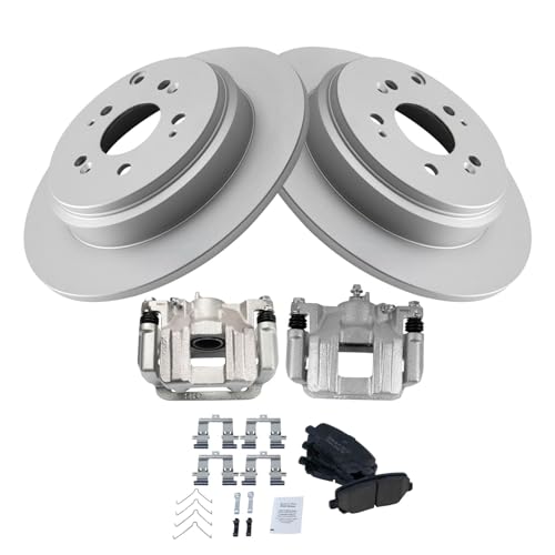 Image of TRQ Rear Brake Pad and Rotor Set Ceramic Solid Rotors G Coated Calipers | For 2011-2017 Honda Odyssey