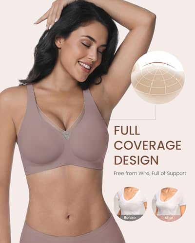Image of Vinfact Deep V Mesh Bras for Women No Underwire Buttery Soft Wireless Bras Lightly Support Seamless Bralettes
