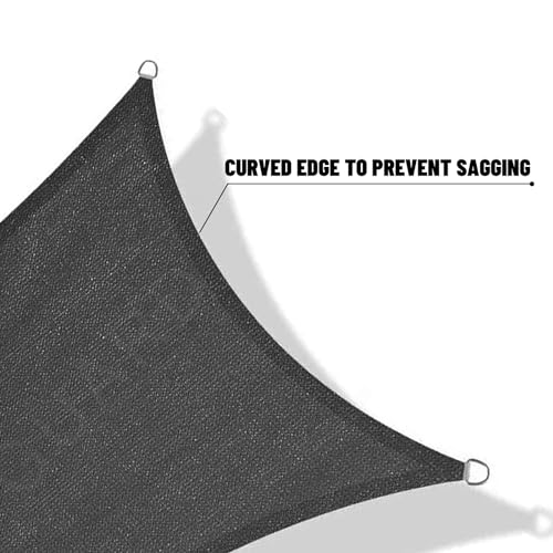 SUNNY GUARD Sun Shade Sail 6.5/8/10/12/16/20 Rectangle UV Block Sunshade for Backyard Yard Deck Patio Garden Outdoor Activities and Facility,10' x 13' Charcoal(We Make Custom Size)