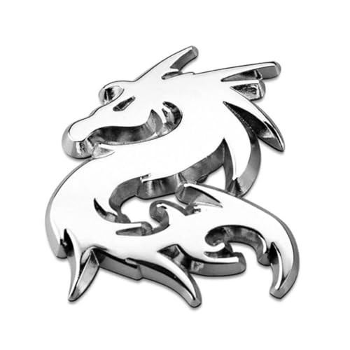 Autocollants et décalcomanies 3D pour voiture et moto - Emblème en métal - Dragon, argenté