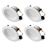 OSTWIN (4 Pack) 4 inch Dimmable LED Downlight, Recessed Retrofit, Baffle Trim, Damp Rated, Round, 3000K Warm, 10,5W (60W Replacement), 700 Lm, UL & Energy Star