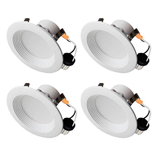 OSTWIN (4 Pack) 4 inch Dimmable LED Round Downlight, 10.5W (60W Replacement), Baffle Design, Retrofit Recessed Lighting, Can Light, LED Trim, 5000K (Daylight), 700lm, Damp Rated, UL & Energy Star