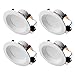 OSTWIN (4 Pack) 4 inch Dimmable LED Downlight, Recessed Retrofit, Baffle Trim, Damp Rated, Round, 3000K Warm, 10,5W (60W Replacement), 700 Lm, UL & Energy Star