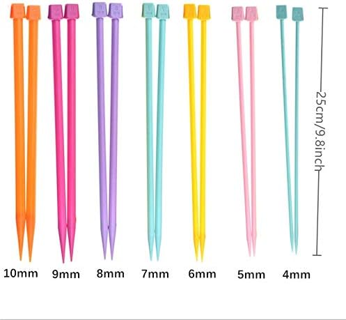 14 PCS Knitting Needles Plastic Straight Single Pointed Knitting Needles 4.0mm to 10mm Short Knitting Needle Set 25cm/9.8in Knitting Needle Set