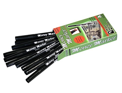 Money Marker (12 Counterfeit Pens) - Counterfeit Bill Detector Pen With Upgraded Chisel Tip - Detects Fake Counterfit Bills, Universal Currency Detectors Pack #TOP1