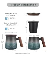 ZENS Teetasse mit Deckel und Sieb, 430ml Losen Teebecher mit Sieb,Blau – Ansicht 5