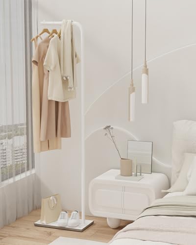 YheenLf Clothing Rack, 70.08 In Metal Freestanding Coat Rack, Natural Stable Rock Base, Suitable For Outerwear, Clothes, Handbags, Suitable For Entrances, Corridors, Halls, White