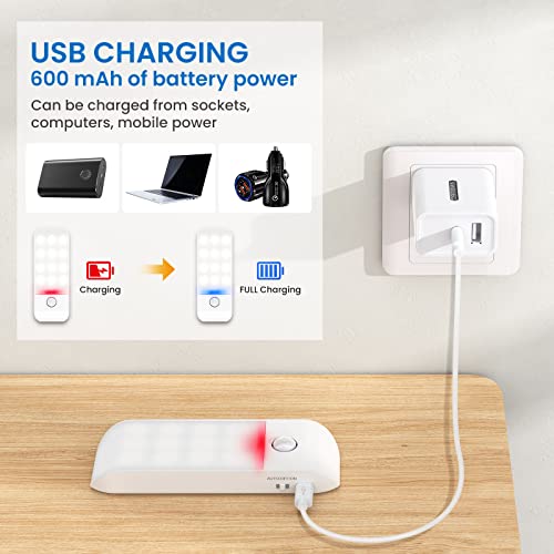 Motion Sensor Lights Indoor, 2 Packs USB Rechargeable LED Night Light, Cupboard Lights with 3 Modes, Stick-On Night Lights with Removable Magnetic Strips for Wardrob, Bedroom, Bathroom, Stair, Hallway - Image 5