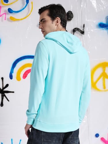 Image of The Indian Garage Co Men Regular Fit Self Design Front Open Hooded Sweatshirt