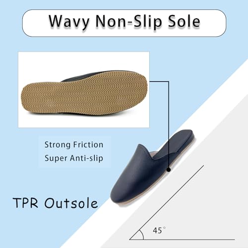 Men's Leather Slippers Top Grain Leather Slippers for Men and Women Scuff Slipper with Memory Foam Minimalist Mules House Slip-on Shoes for Office Home Bedroom Living Room Guests Visitor3