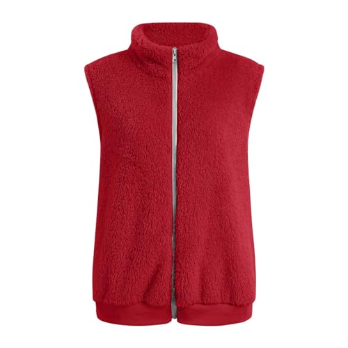 Womens Fuzzy Fleece Vest Zipper Oversized Sleeveless Warm Jacket with Pockets Fall Fashion Outerwear Coats3