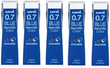 Uni NanoDia Color Mechanical Pencil Leads 0.7mm Blue, 5 Pack/Total 100 Leads Value Set