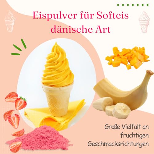 Gino Gelati Dänisches Softeis Pulver mit Nussgeschmack, verschiedene Varianten, schnelle und einfache Zubereitung, Herstellung mit oder ohne Eismaschine möglich, Made in Germany (100 Kg, Marzipan) – Bild 6