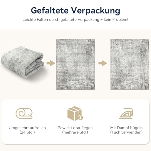 DEFYNEE Wohnzimmer Teppich 120 x 180 cm | Rutschfester Kurzflorteppich in abstraktem Design | Waschbar für Schlafzimmer & Homeoffice… – Ansicht 6