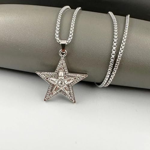 Silver Star Necklace Star Pendant Necklace Fashionable And Avant Garde Cubic Zirconia Rotating Stars Necklaces Pentagram Necklace Can Be Worn By Both Men And Women Jewelry4