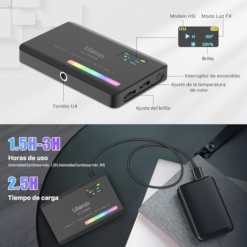 Image of Ulanzi VL120 RGB Video Light On-Camera, 3100mAh, 2500-9000K Pocket Lights