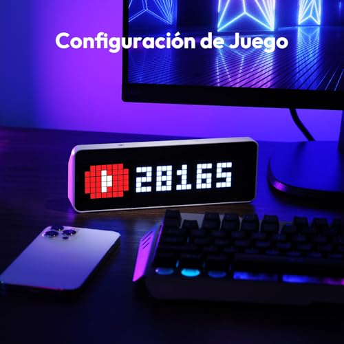 Miniatura 3 de Ulanzi Reloj Píxel Inteligente Decorativo, Reloj Despertador Digital Con Tiempo, Contador De Redes Sociales, Reloj De Cabecera Retro Vintage, Decoración De Oficina Gaming Room, Para Tiktok Youtube