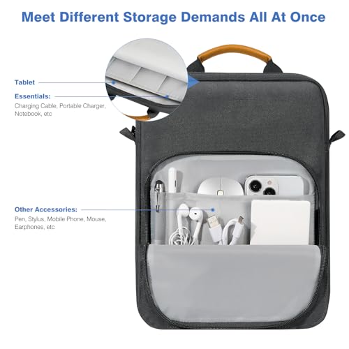 Image of Dadanism 9-11 Inch Tablet Sleeve Bag Carrying Case with Shoulder Strap for iPad 10th Gen 10.9 inch, iPad (A16) 11 inch, i Pad 9 /8 /7th 10.2 inch, i Pad Air /Pro 11 inch, i-Pad Air 5 /4,Galaxy Tab A9+ Plus 11 inch,Space Gray