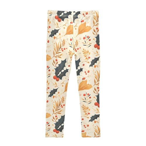 KLL Christmas Holly Leaves Toddler Girls' Cotton Pants Soft High Waisted Leg Yoga Pants Running2