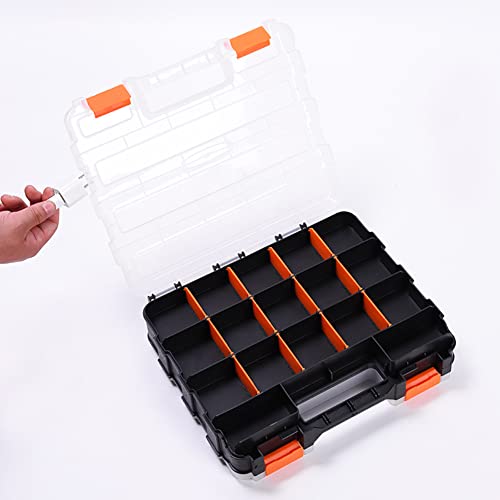 Double Sided Tool Box Organizer, 34-Compartment Hardware Storage Box, Portable Small Parts Organizer With Removable Plastic Dividers For Screws, Nuts, Nails, Bolts #TOP1