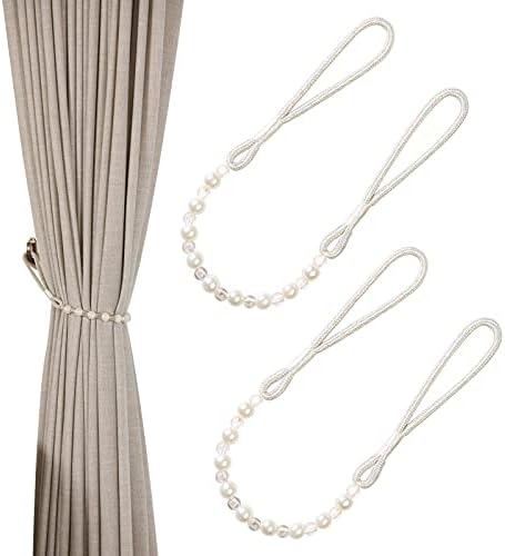 Vankra Pair Of Acrylic Pearl Curtain Tie Backs Curtain Tied Rope Decoration (Grey)