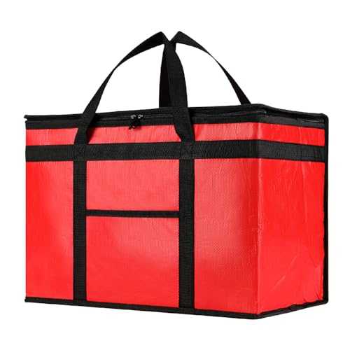 Image of NZ home Insulated Bags for Food Delivery (2XL PRO) Grocery Shopping Cooler Bag, Pizza Delivery, Hot & Cold Catering Tote, Reusable, Foldable & Heavy Duty (Red)