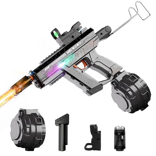 Electric Water Gun for Adults Kids, with Lighting Effects, Automatic & Manual Dual Mode High Powered High Capacity Squirt Guns, 32 FT Range for Adult Kid (Solid - Black)