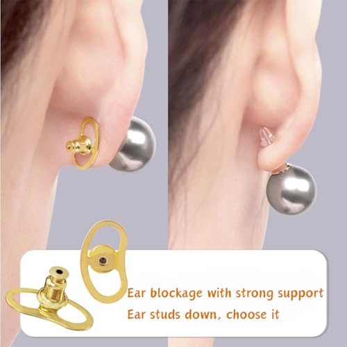 Image of Earring Supporter for Studs and Danglers, Invisible Backings Holder for Heavy Jewellery, Lightweight Ear Stopper Set for Women Girls Earrings