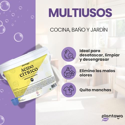 Miniatura 2 de Plantawa Ácido Cítrico En Polvo 2,5 Kg Acido Citrico Para Cocina, Baño Y Jardín 100 Puro Y Versátil. Limpiador Multiusos Respetuoso Con El Medio Ambiente.