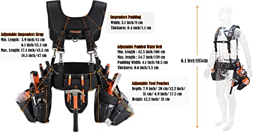 WELKINLAND 39Pockets Tool belts for Men with Suspenders, Roof Tool Belt by WELKINLAND - Used condition - Image 8