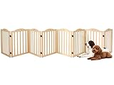 YOCAN Foldable Wooden Dog Gate, 23.6' Tall 8 Panels Indoor Puppy Gate, Freestanding Pet Dog Fence, No Assembly Portable Pet Barrier for Doorways, Stairs & Hallways