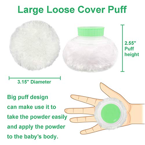 Storage Body Powder Container, Large 3.5" Fluffy Body After-bath Powder Case, Baby Care Face/Body Villus Powder Puff Box, Makeup Cosmetic Talcum Powder Container with Hand Holder (Green) - Thumbnail 6