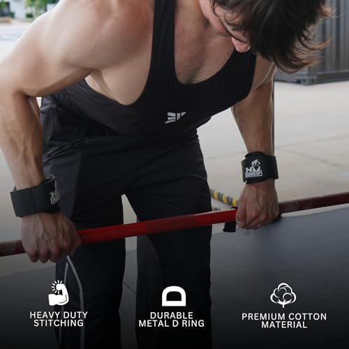 Image of Ekkovision EKKO Weight Lifting Straps With Cuffed D Ring, Wrist Support for Men, Heavy Duty Thick Comfortable Lifting Straps, Secure Fit, Enhanced Grip, Straps for Weightlifting & Gym Training