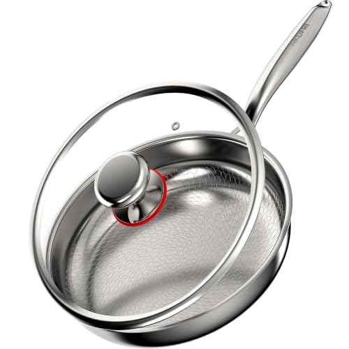 Image of NKDFRI Titanium Hammered Pan Pro with Lid - 11.02 Inch Titanium Frying Pan | Scratch-Resistant, Even Heating Cookware for All Stovetops (11in-With Lid)