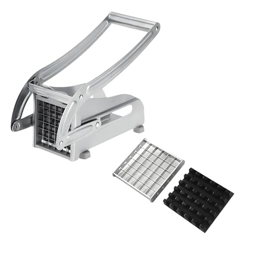 French Fry Cutter with 2 Blades, Potato Cutter, Professional Potato Cutter Stainless Steel, Potato Slicer for French Fries Vegetable Carrots Cucumbers, Stainless Steel French Fry Press