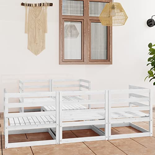 Genérico Set de salón de jardín de 6 pzas Madera Maciza de Pino,Mobiliario,Muebles de jardín,Conjuntos de jardín,Blanco,65.32 kg,3075330